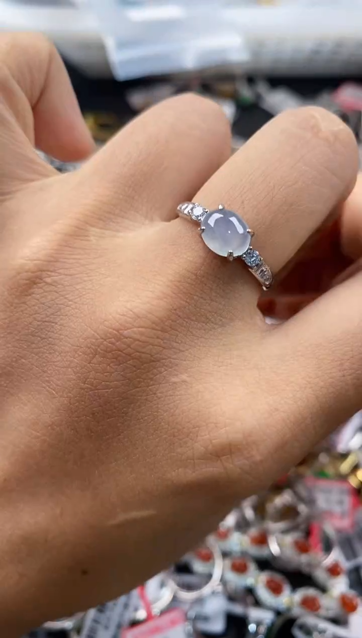 银S925镶嵌戒指翡翠333---6