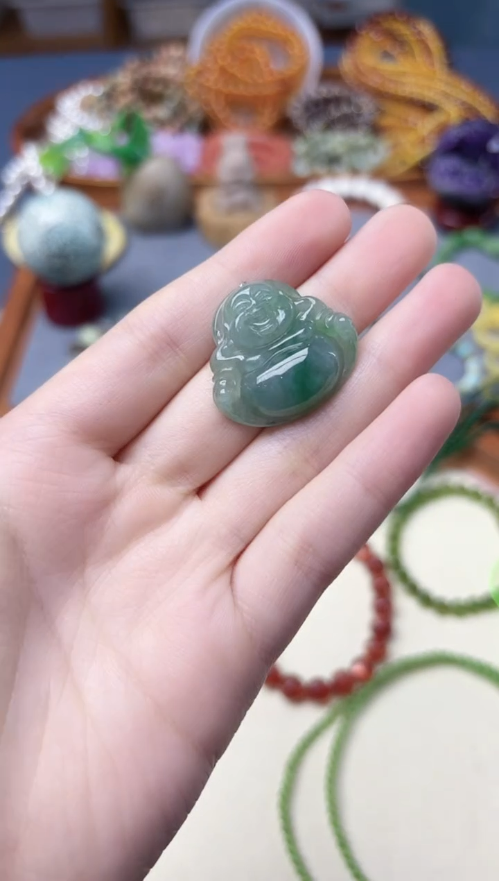 颈饰未镶嵌翡翠翡翠佛公吊坠YD编绳