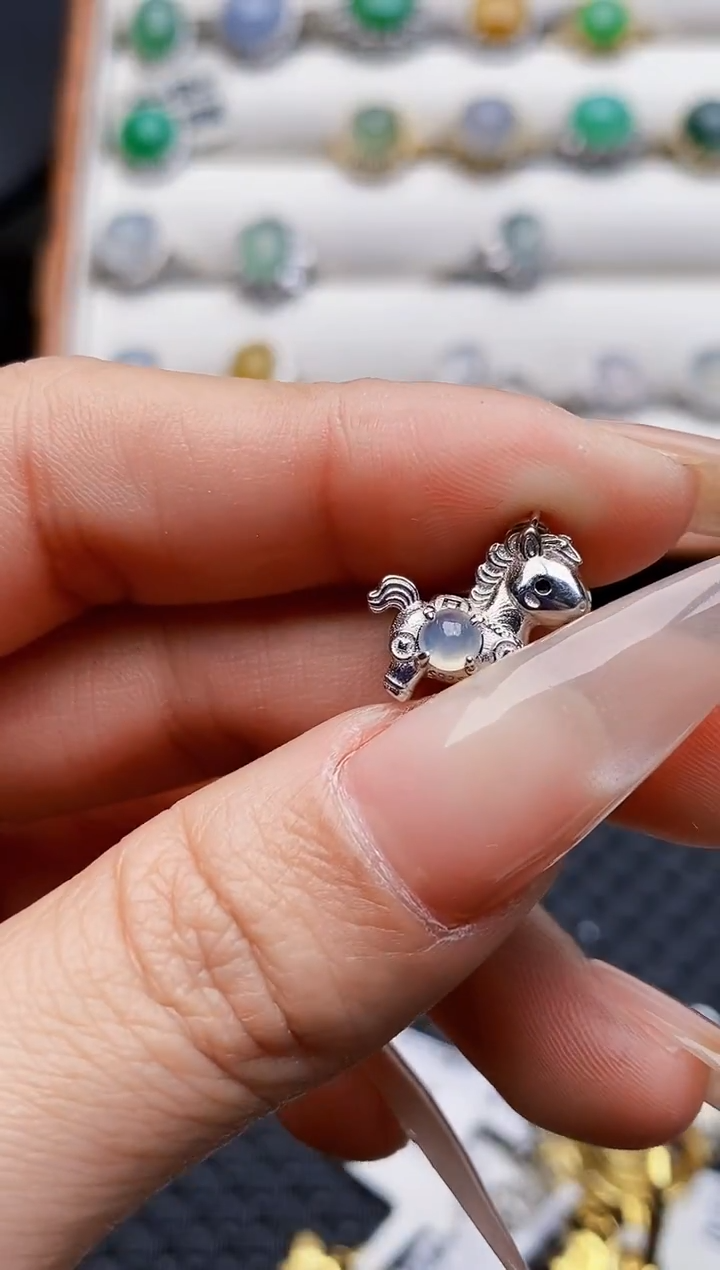 银S925镶嵌戒指翡翠期*4102