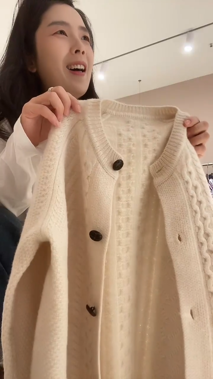 阿兰毛衣米白色麻花280