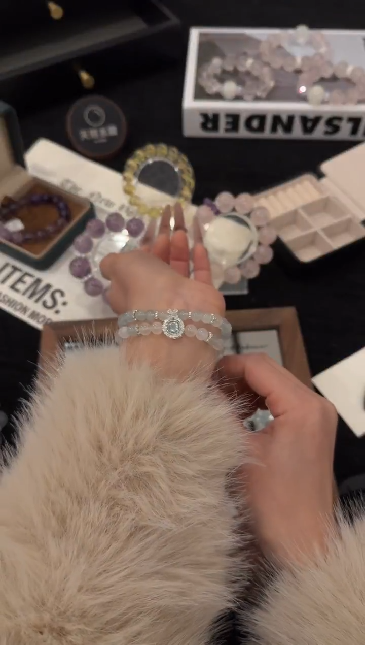 合金手链水晶海蓝宝x3547