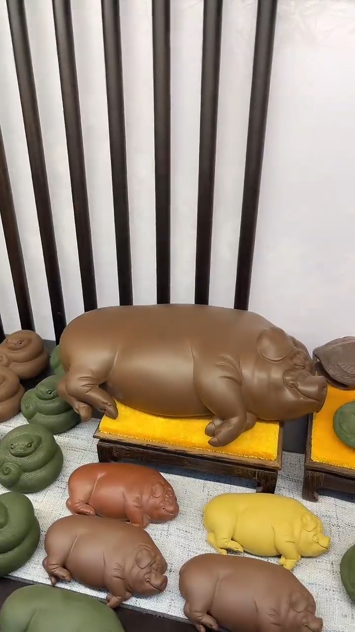 【闪购商品】紫砂茶宠精工紫泥 大躺赢猪