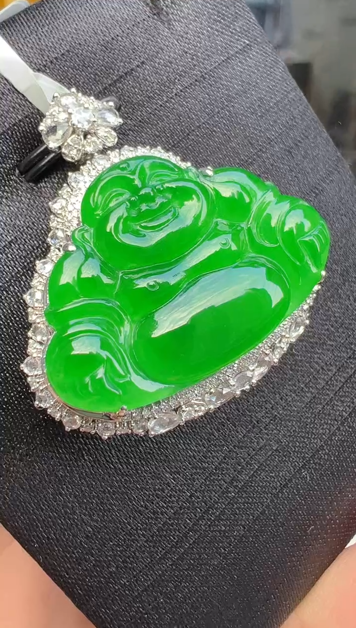 【闪购商品】翡翠吊坠(不含链)18K金镶嵌天然翡翠A货