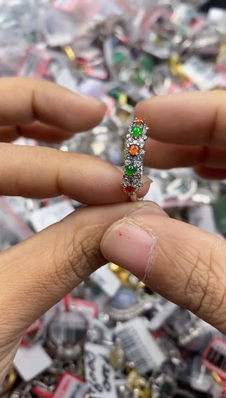 银S925镶嵌戒指翡翠555----8