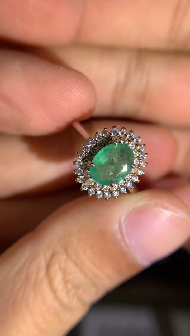 【闪购商品】祖母绿戒指银S925镶嵌活口