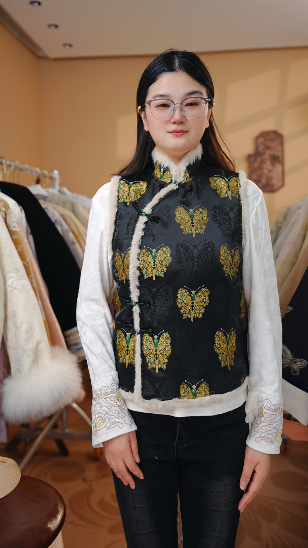 【蝶舞】冬季国风新中式冬款棉服马甲上衣女