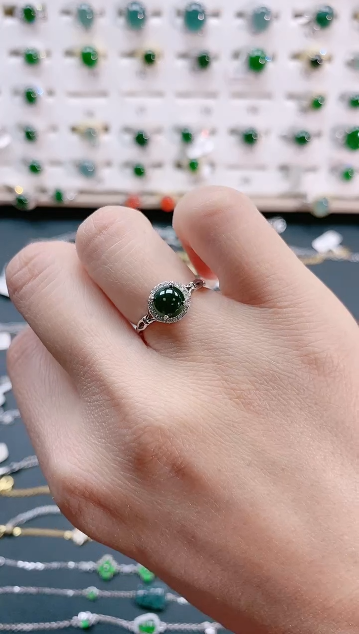 【闪购商品】翡翠戒指银S925镶嵌天然翡翠