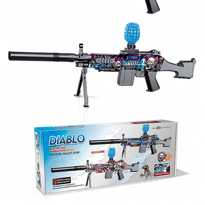 发光打苍蝇电动连发夜光水晶质玩具枪礼物吃鸡网红款礼盒套装六一