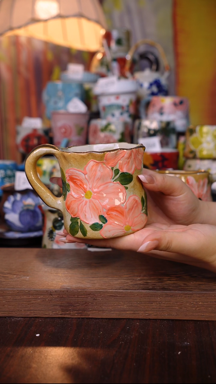 杯子陶泥垚手作 景德镇手工手绘陶瓷器物