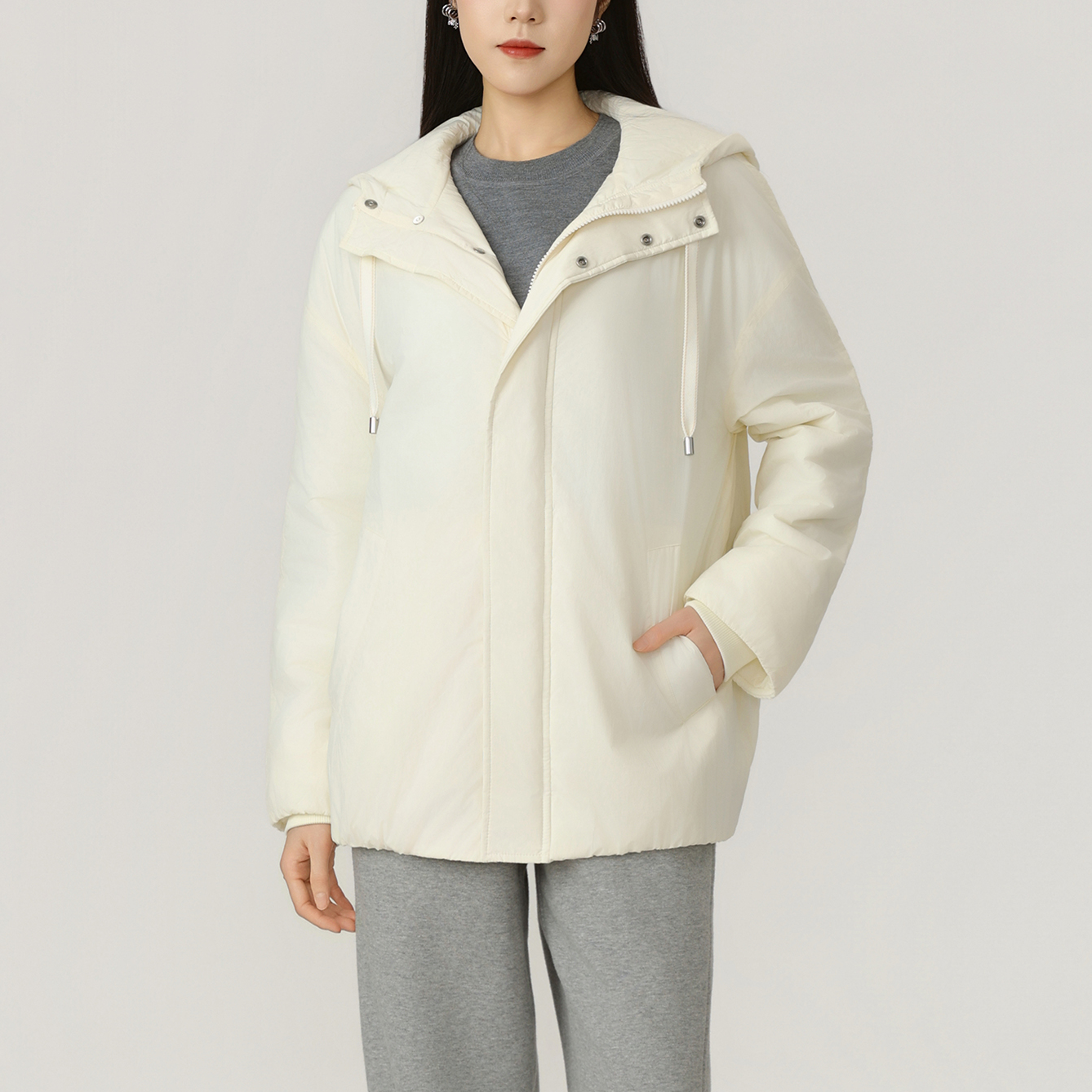 姐妹品质【商场同款】休闲时尚宽松型新雪丽保暖连帽棉服外套140052