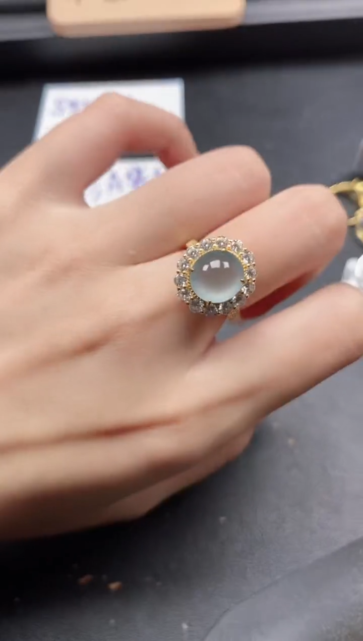 翡翠戒指银S925镶嵌51511