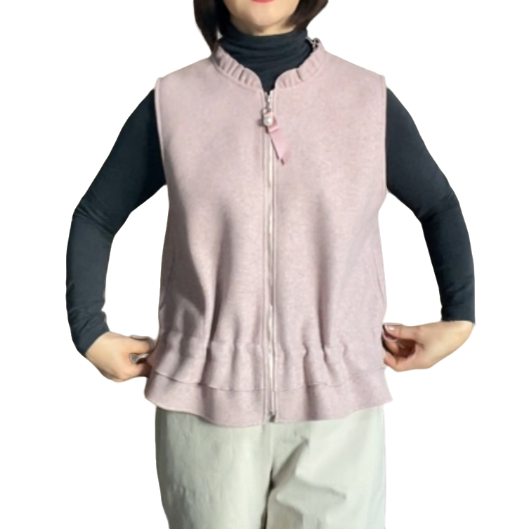 【延姐姐专属】2025新款韩国呢感可爱抽绳两色时尚珍珠扣女马夹马甲