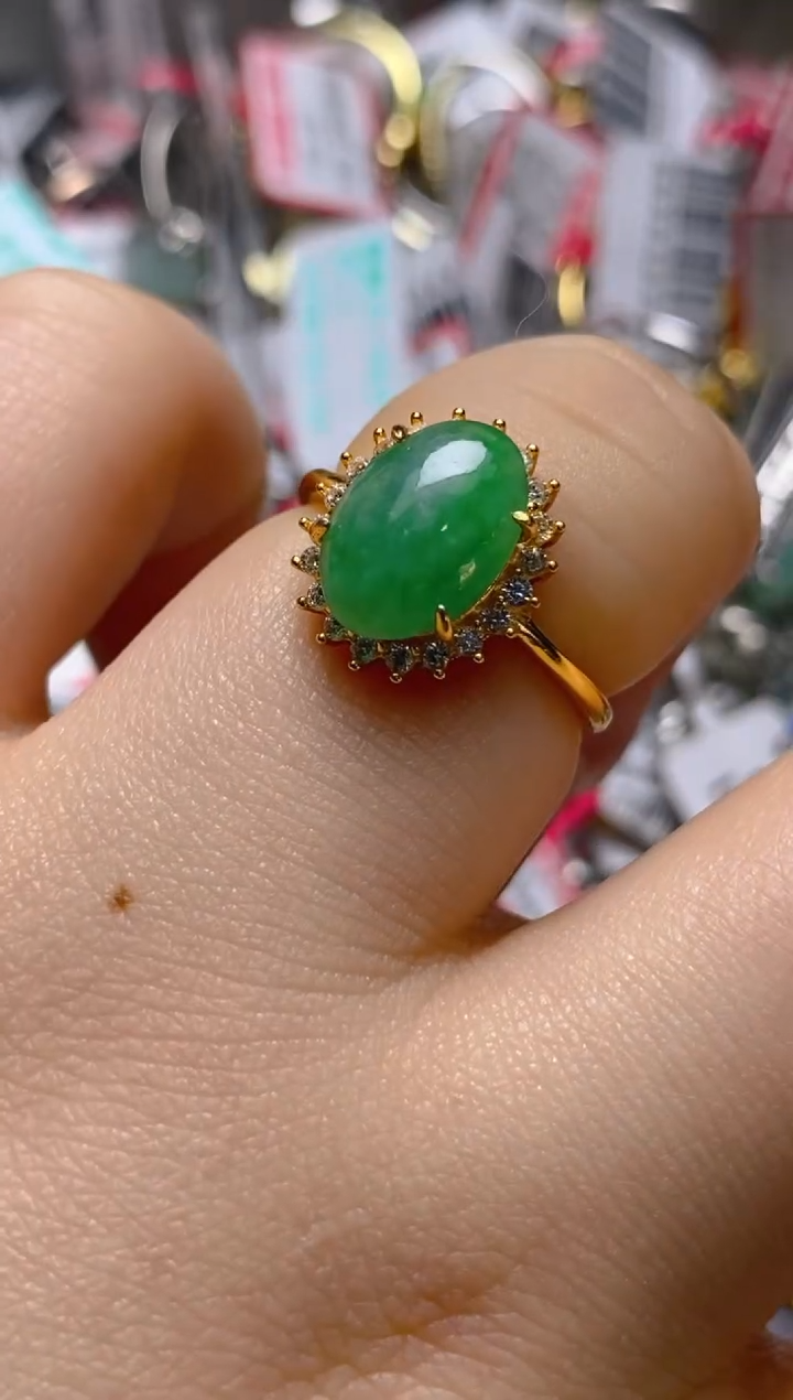 银S925镶嵌戒指翡翠百内无证书