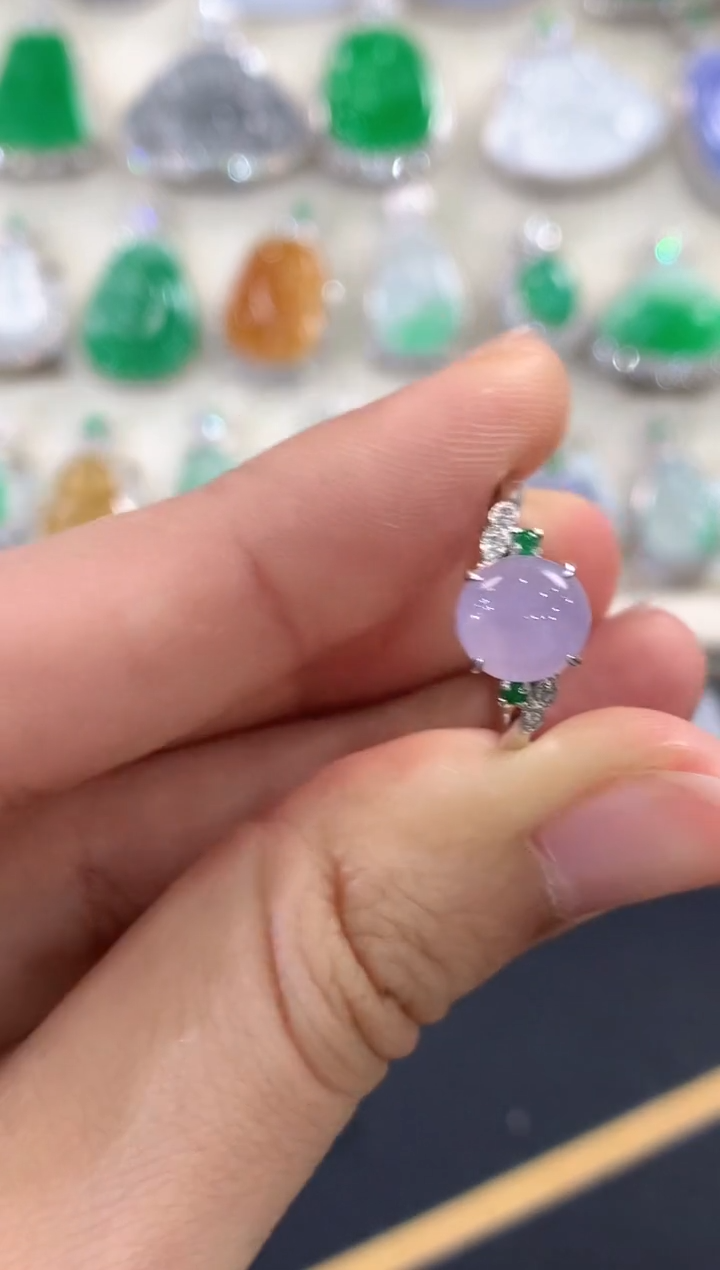 【闪购商品】翡翠戒指18K金镶嵌 B10有色差多样性一件发货