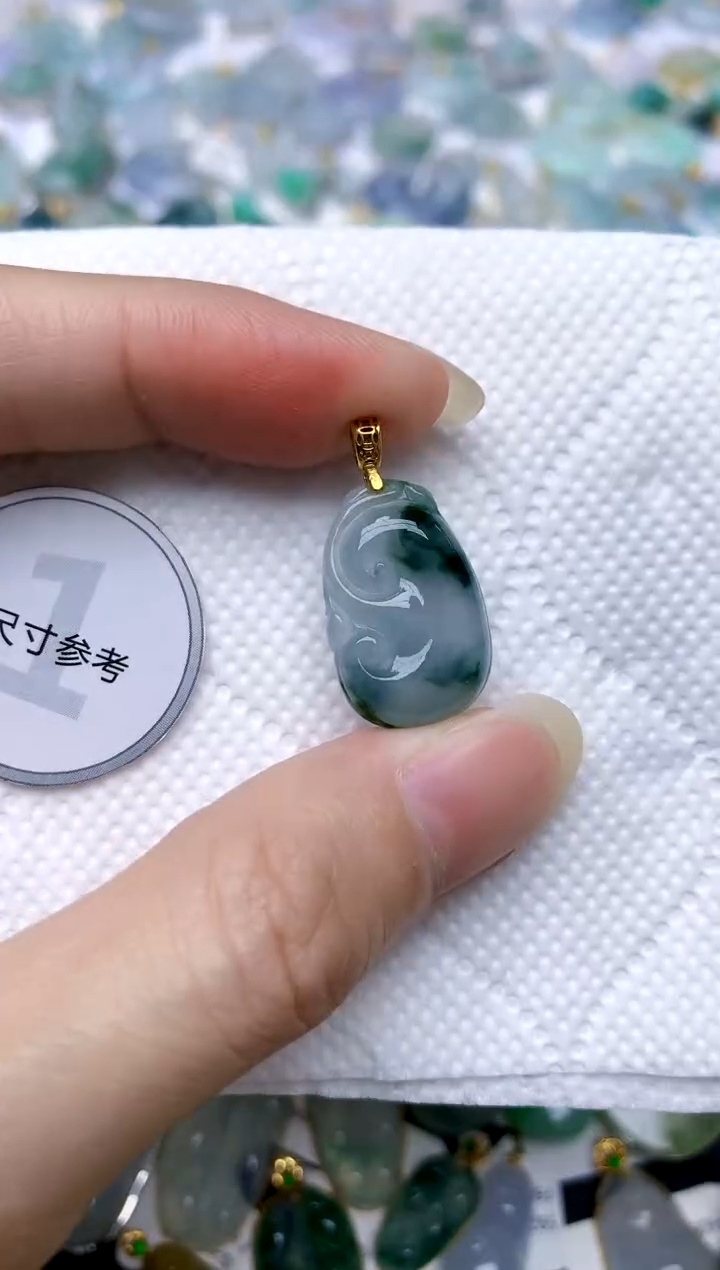颈饰银S925镶嵌翡翠天然A货翡翠