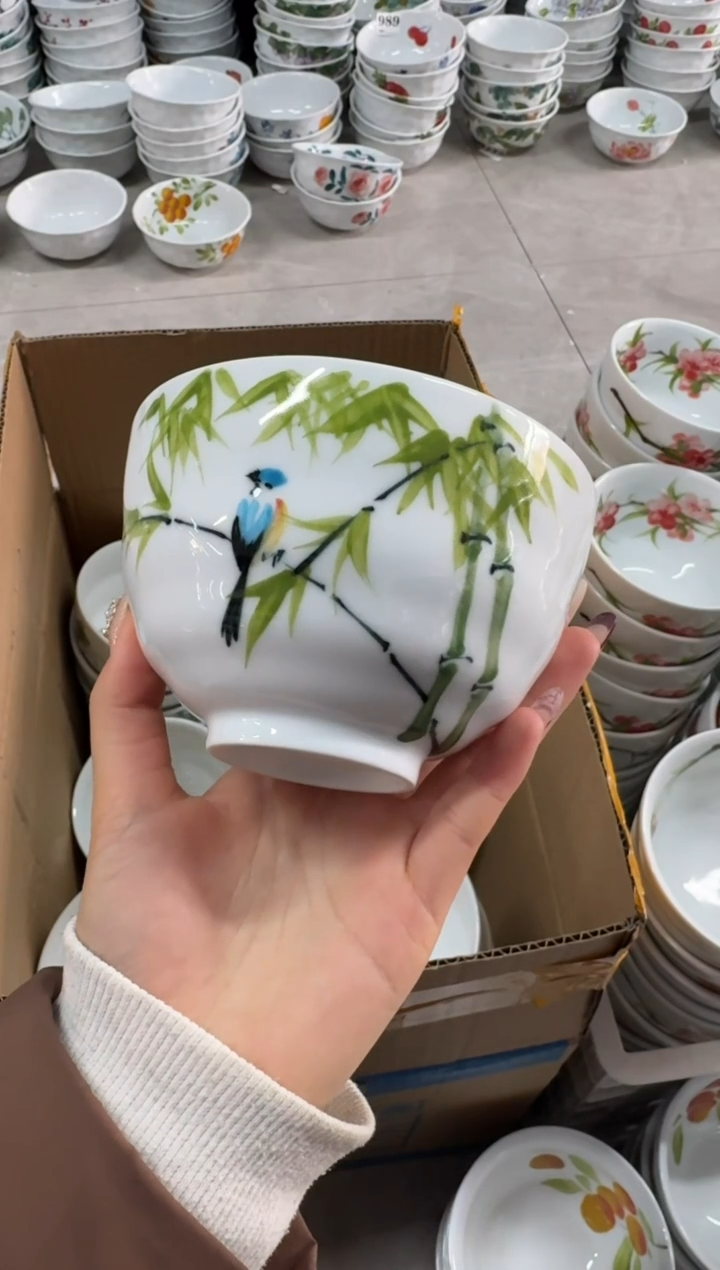 瓷片景德镇高温陶瓷食品级手绘釉中彩-墩墩碗