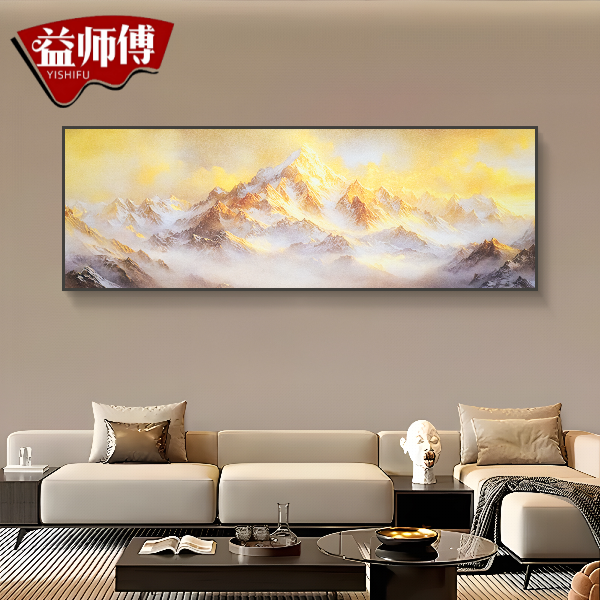 日照金山客厅砂岩装饰画轻奢大气山水画沙发背景墙挂画金山70200