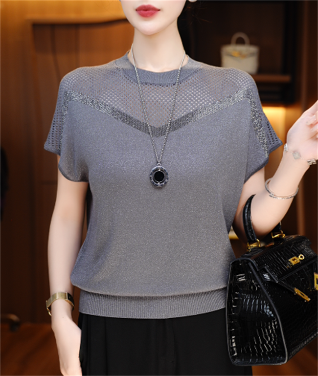 新款夏季琉璃冰感丝短袖上衣女舒适透气上衣V25Q891