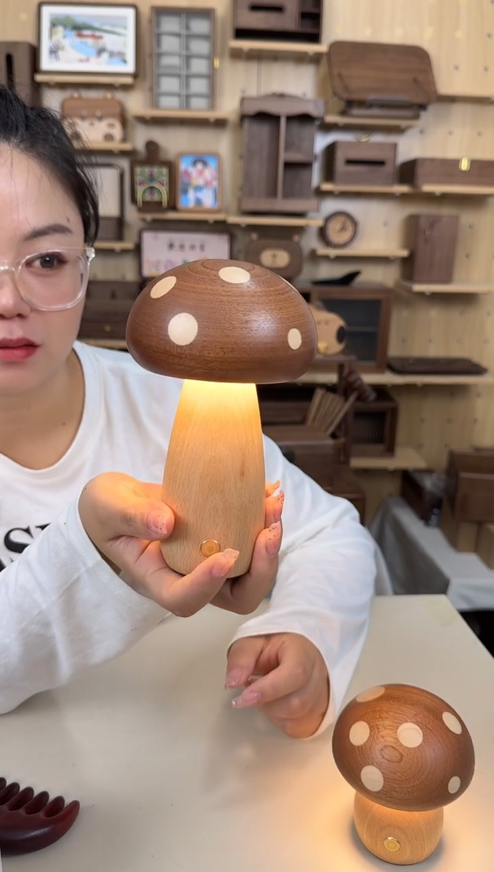 木乌檀木实木大号蘑菇灯