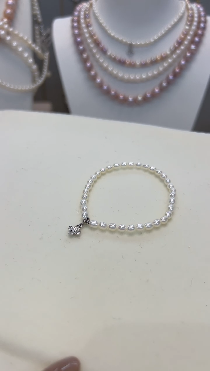 【闪购商品】淡水珍珠手绳银S925镶嵌米珠手链