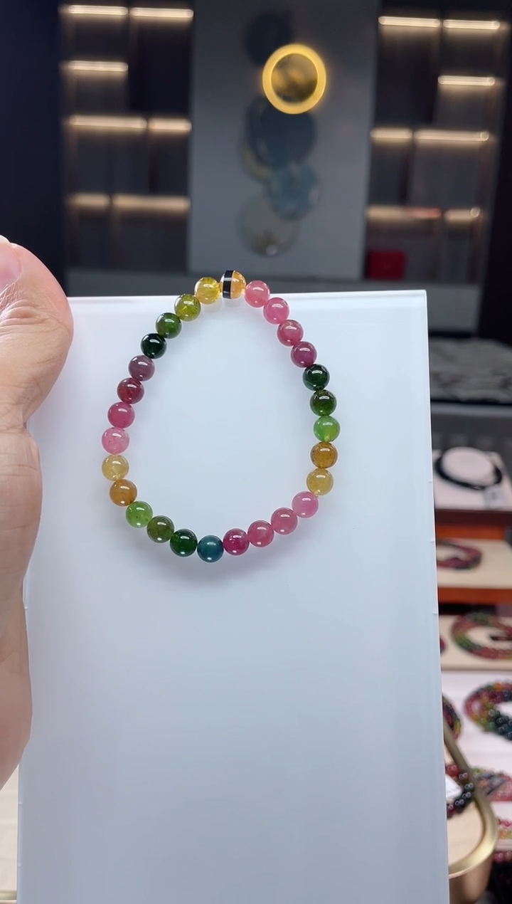 未镶嵌老矿碧玺单圈手串6mm+碧玺（多样性发一条）Q