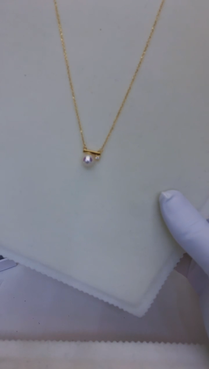 银S925镶嵌海水珍珠饰品金色平衡木套链