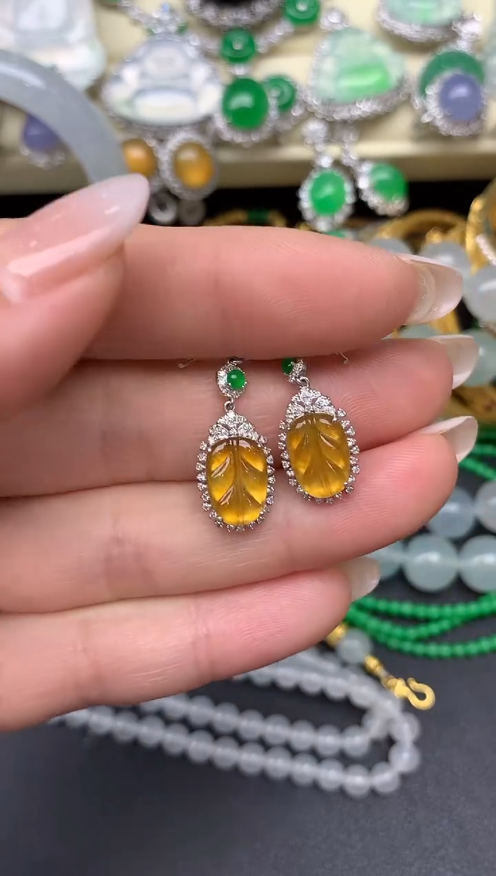 翡翠18K金镶嵌耳饰227-七夕珠宝季