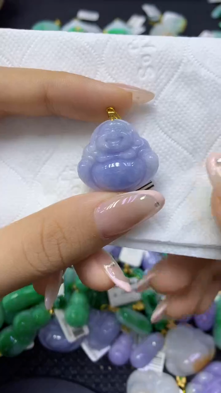 颈饰18K金镶嵌翡翠天然缅甸翡翠A货