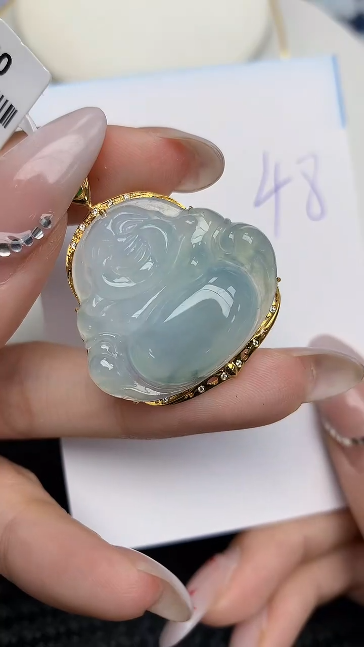 【闪购商品】翡翠颈饰18K金镶嵌天然翡翠A货