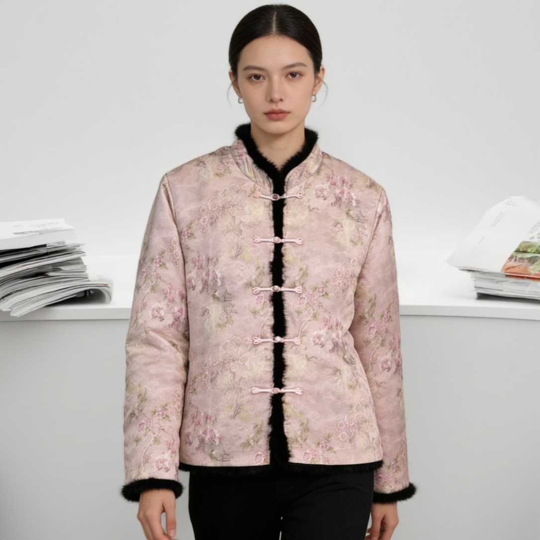 【粉亭】中国风开襟绣花新中式刺绣拼接外套