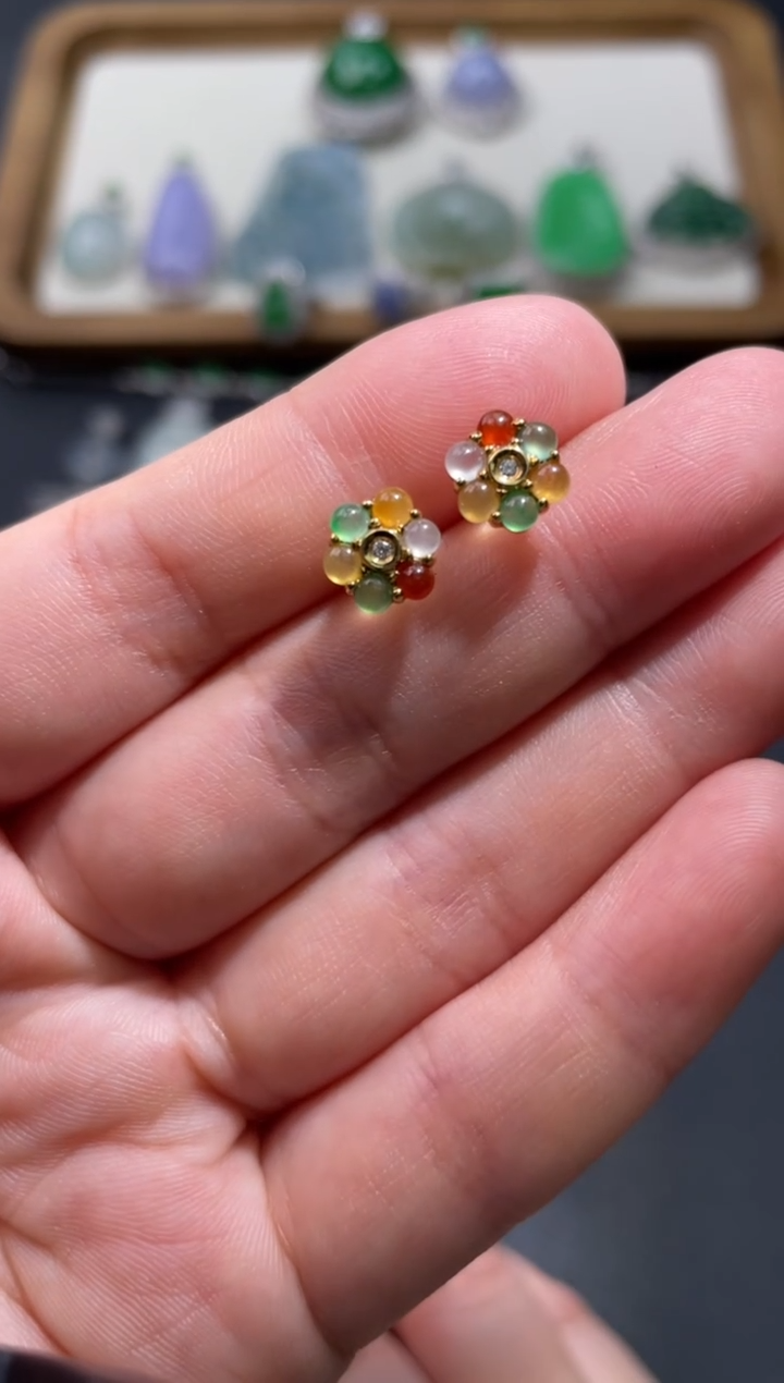 【闪购商品】翡翠耳饰18K金镶嵌14..........