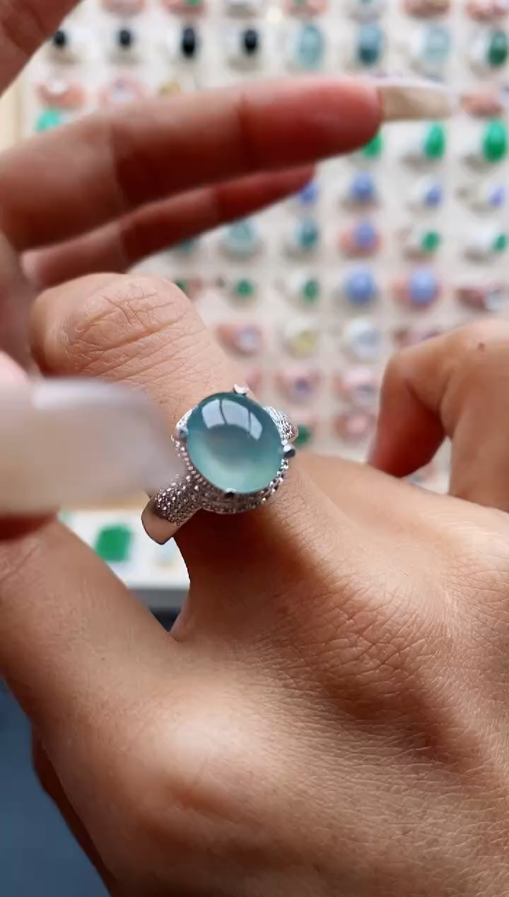 【闪购商品】翡翠戒指未镶嵌缅甸天然A货翡翠111  9+7