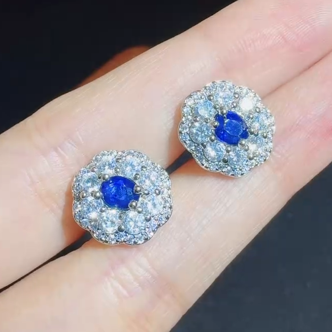 CY3938【任会长珠宝】皇家星光蓝宝石耳钉-多样性只发一对