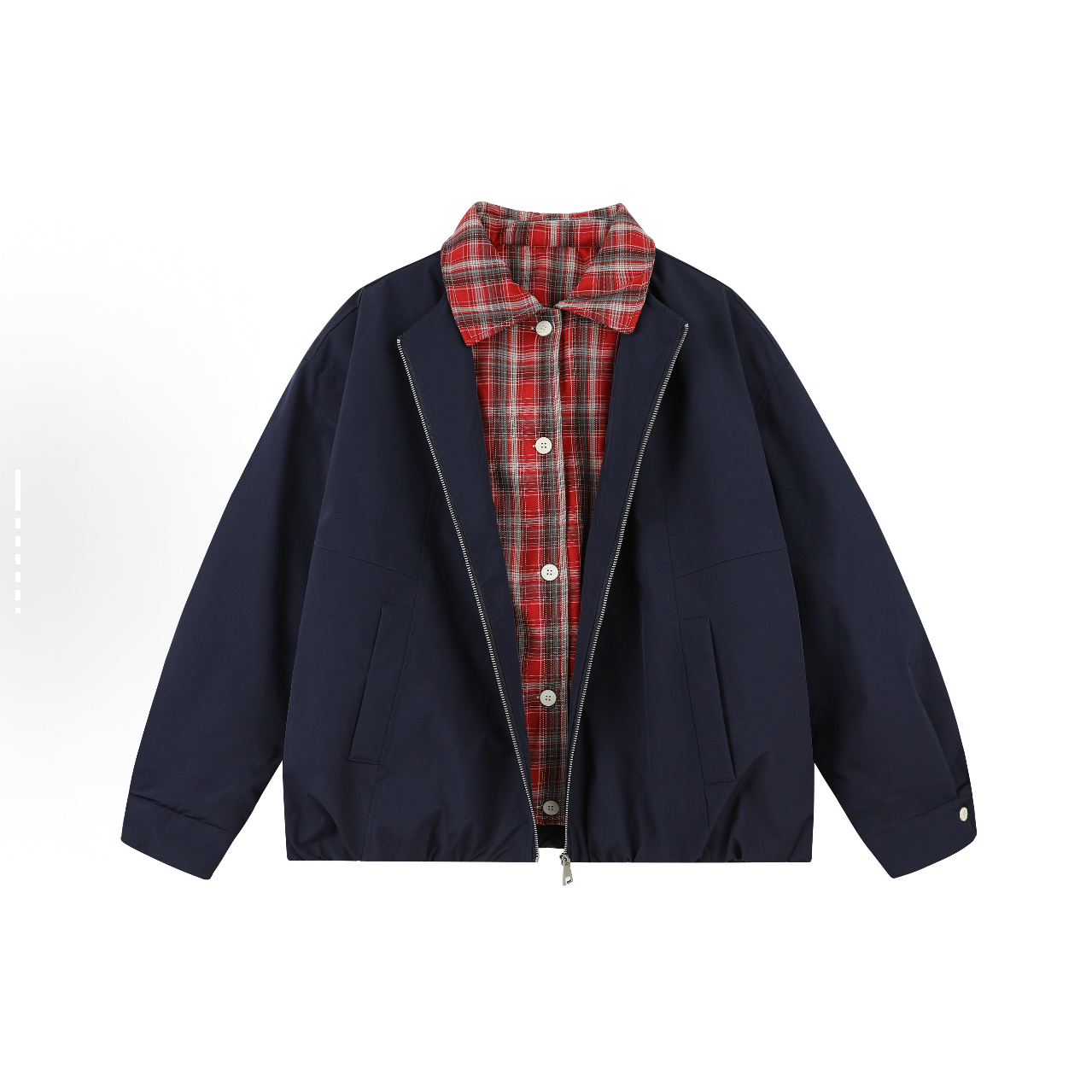 【男女同款】美式复古假两件衬衫领加厚保暖夹棉宽松夹克外套棉服