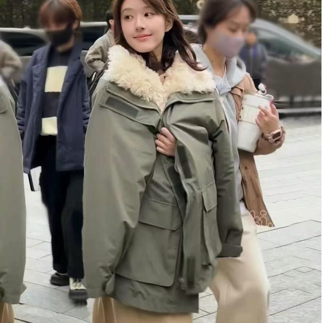 冬季加绒加厚露丝同款派克服