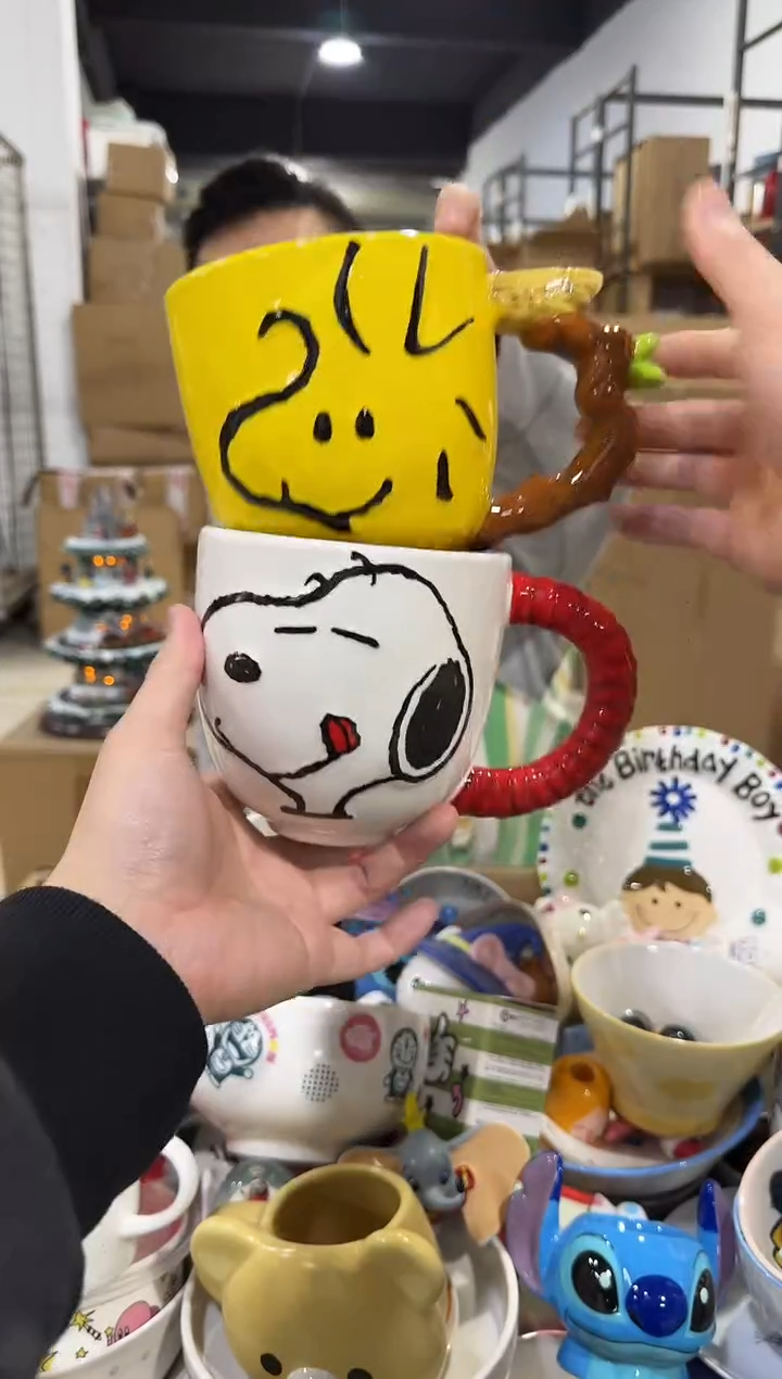 瓷片史努比小黄鸡对杯