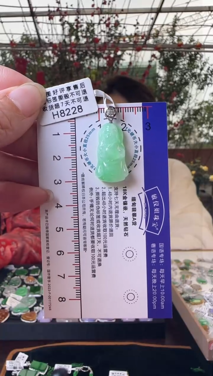 【闪购商品】翡翠颈饰18K金镶嵌H8228绿财神