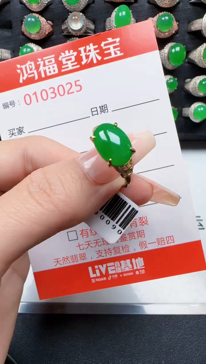 【闪购商品】翡翠戒指银S925镶嵌3025