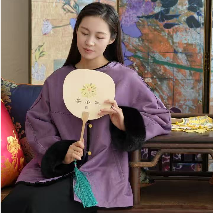 紫色锦鲤皮毛一体冬款双面穿保暖