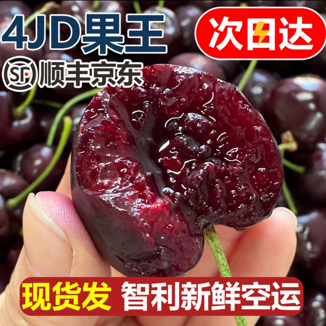 【顺丰明天送到】4JD净重5斤加大加黑智利空运桑提娜车厘子新鲜头茬果内附果径卡桑提娜樱桃智利共和国