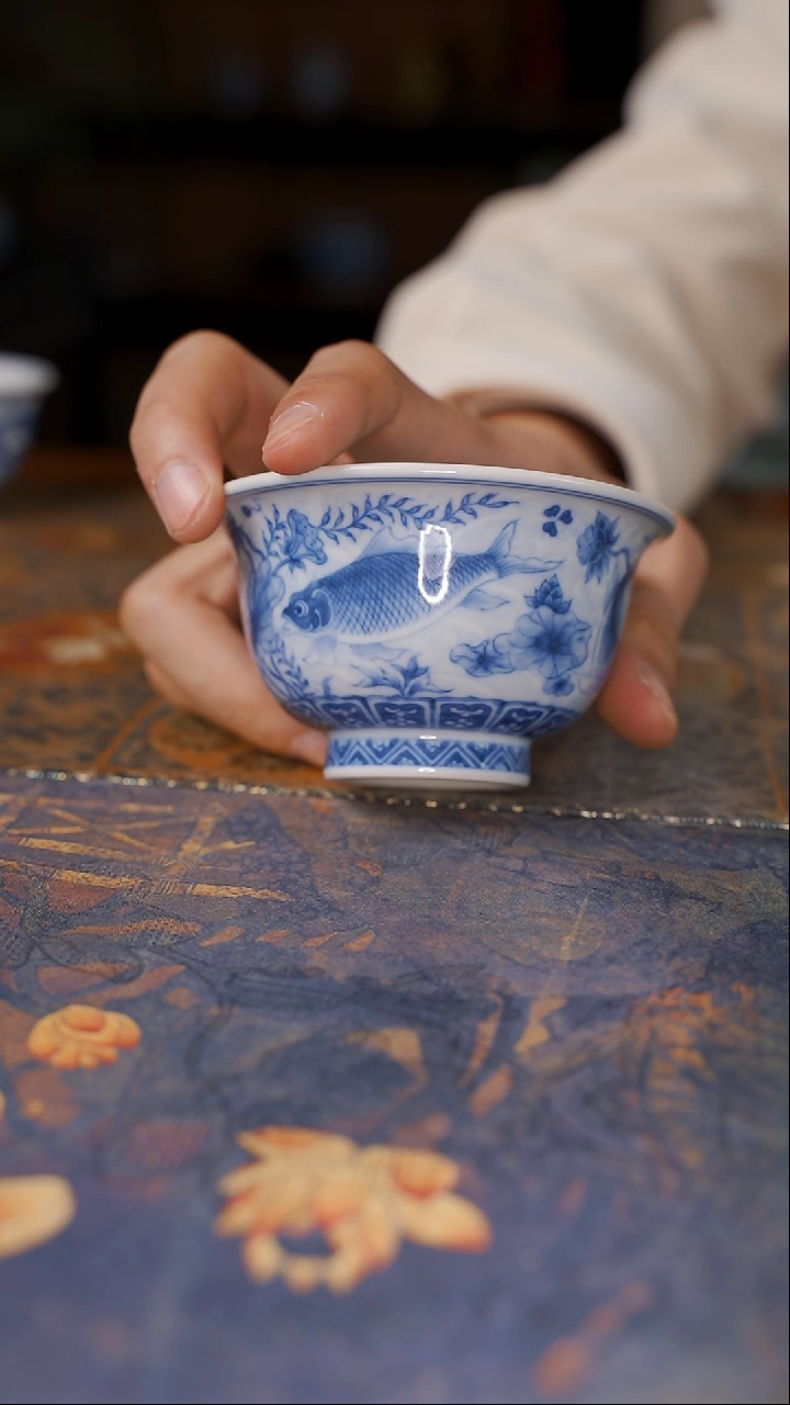 【闪购商品】杯望月淡海水鱼藻压手杯