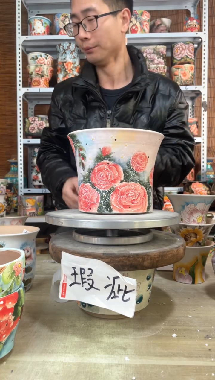 【闪购商品】摆件352陶花岛多肉陶瓷花盆罐——微瑕