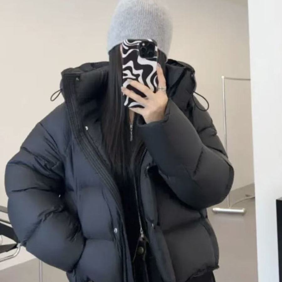 韩版冬季女士短款加厚宽松连帽时尚休闲保暖潮流经典羽绒服矿工6