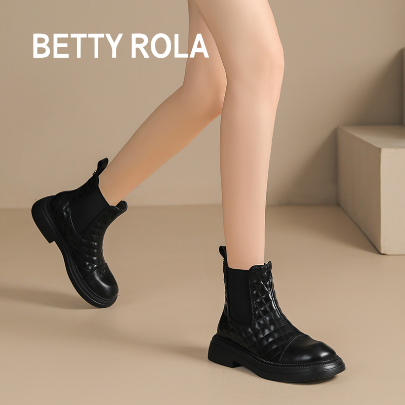 72【英伦粗跟绒里气质马丁平底靴百搭真皮厚底冬季MD44118O41