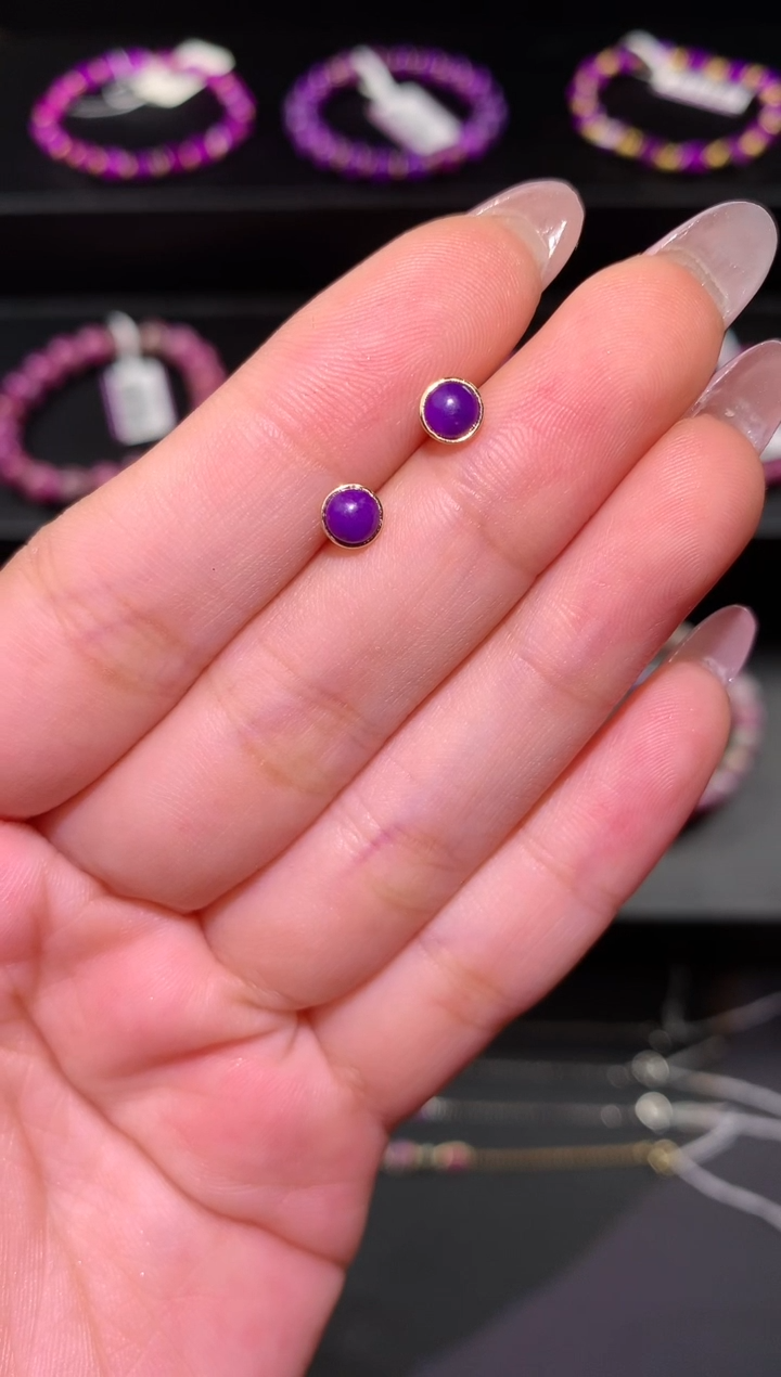 【闪购商品】苏纪石（舒俱来），18K金镶嵌舒俱来耳钉 