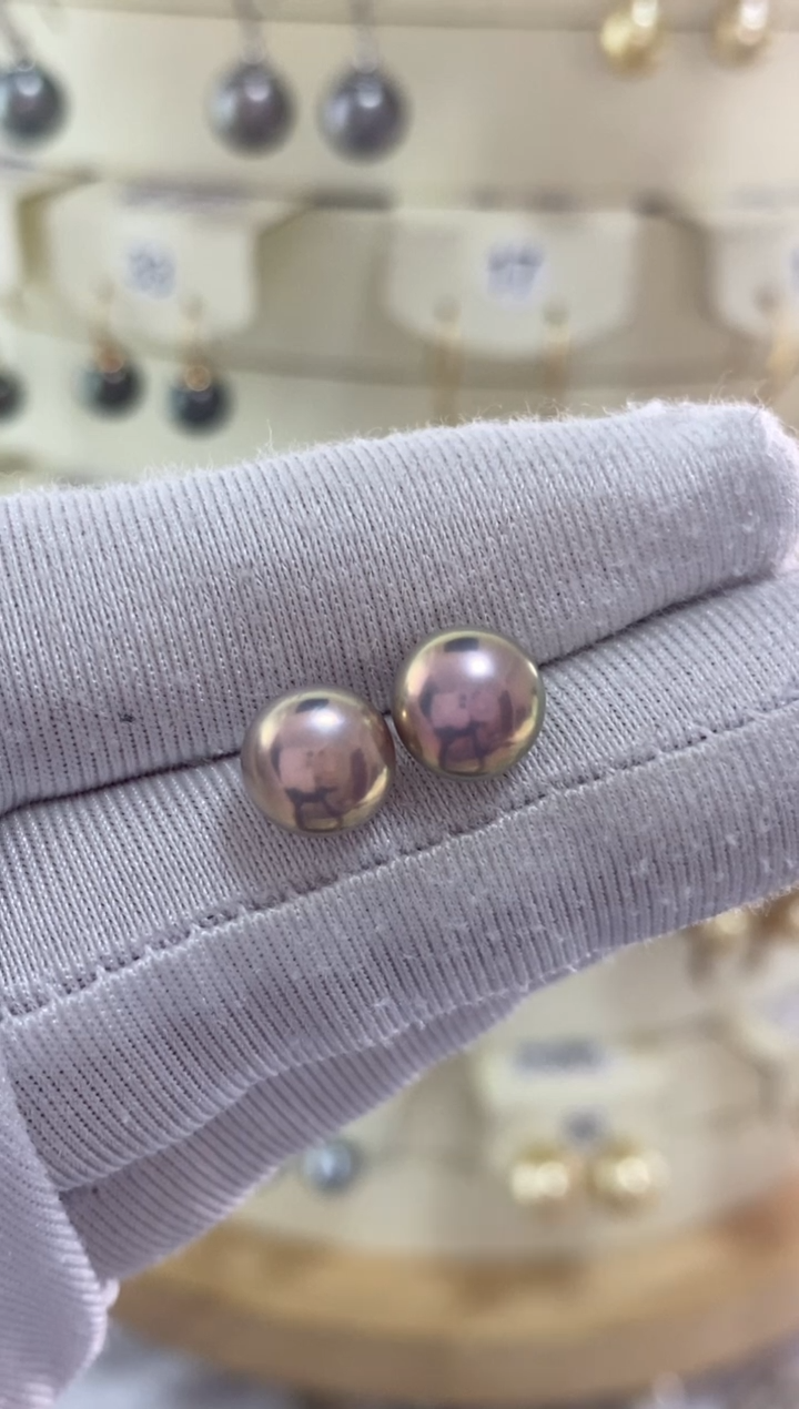 银S925镶嵌耳饰淡水珍珠8-9mm