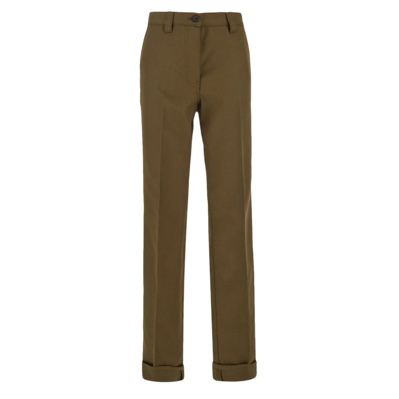 未使用 MIU MIU/缪缪 纯色中腰直筒休闲裤 橄榄绿/36