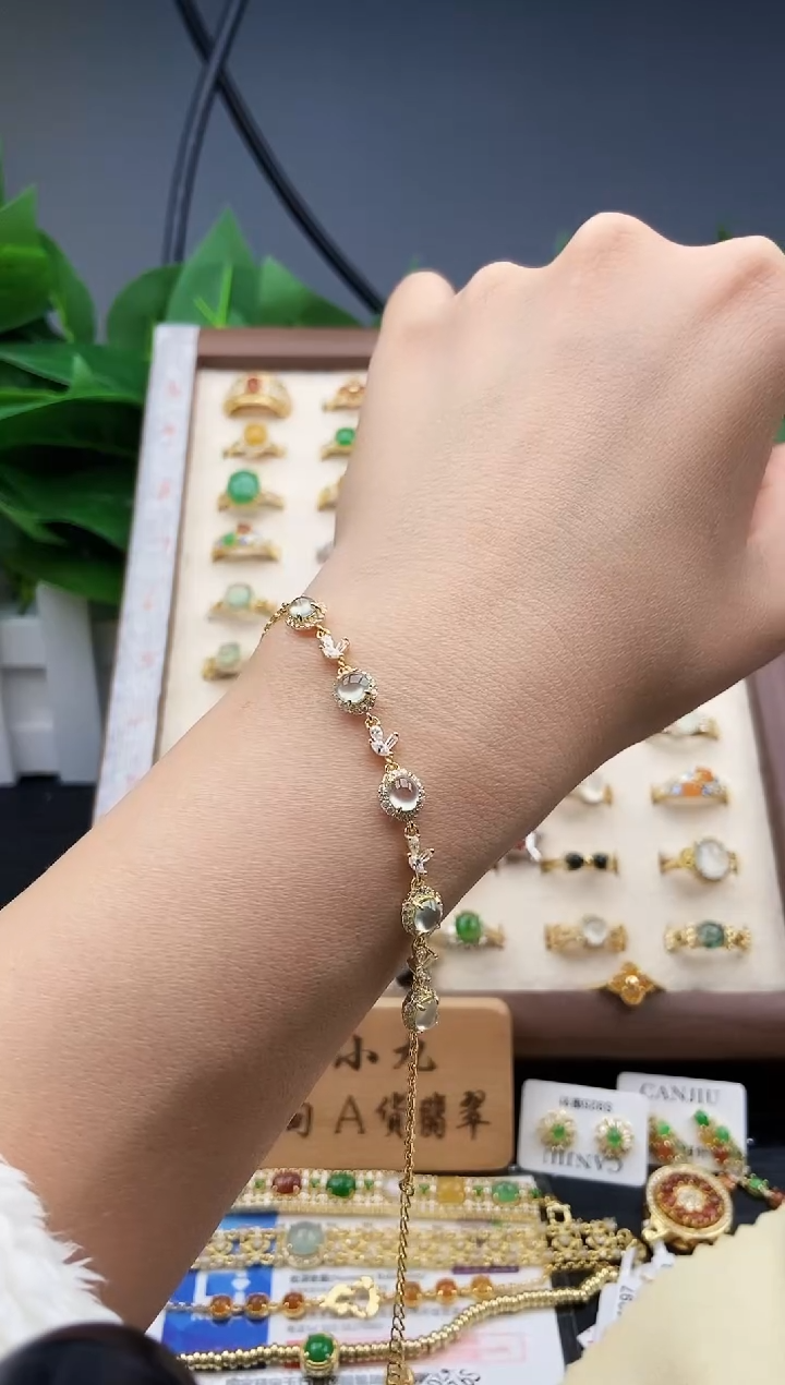 银S925镶嵌手链翡翠1