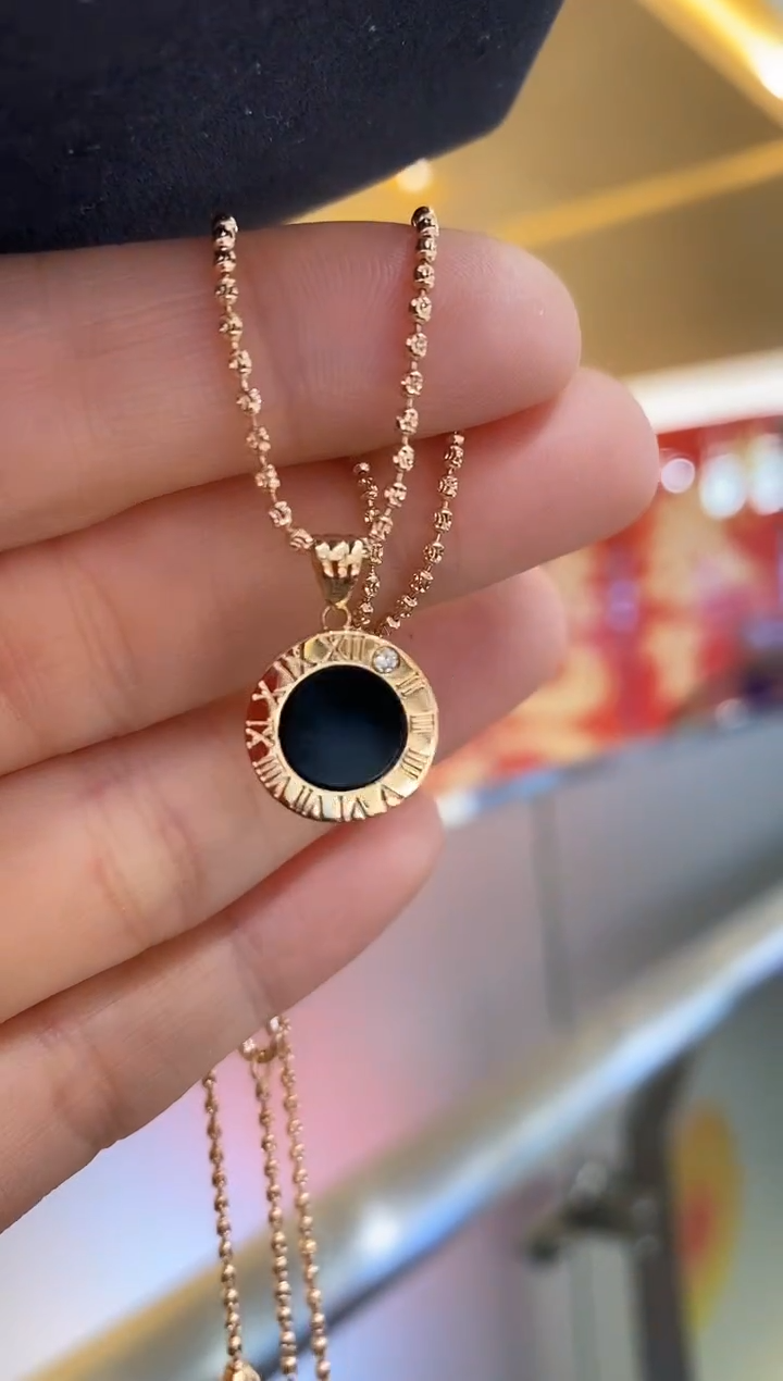 【闪购商品】玛瑙/玉髓吊坠(不含链)18K金镶嵌黑白吊坠