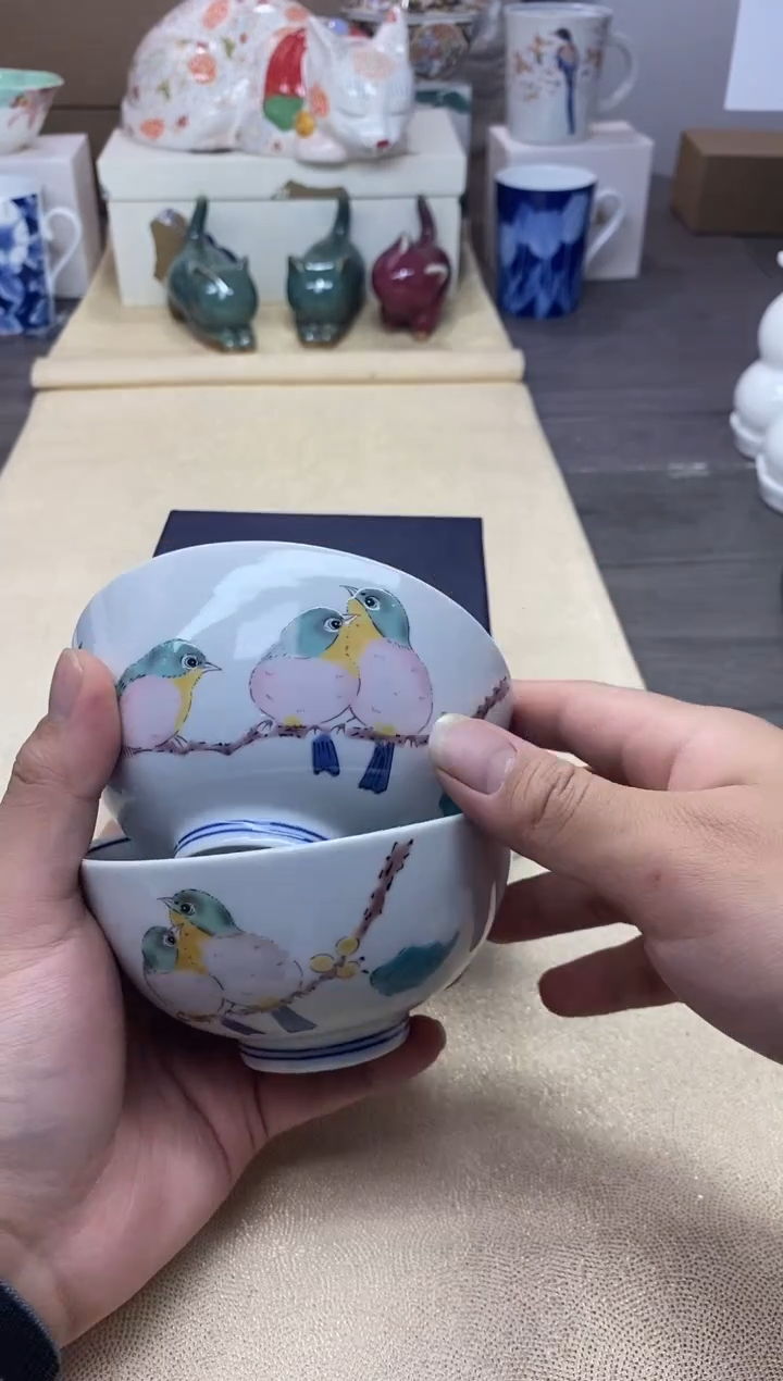 【闪购商品】茶具耐高温全品全新 （绣眼鸟碗一对 ）